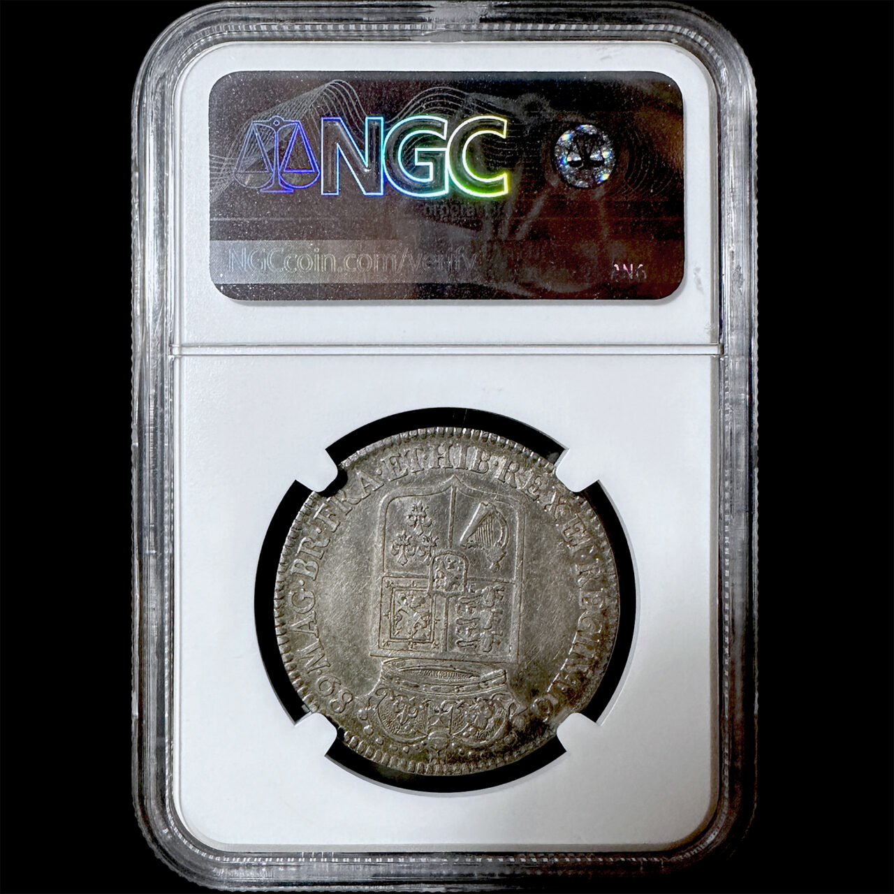 1689年 イギリス 英国 ウィリアム&メアリー ハーフクラウン 銀貨 NGC 