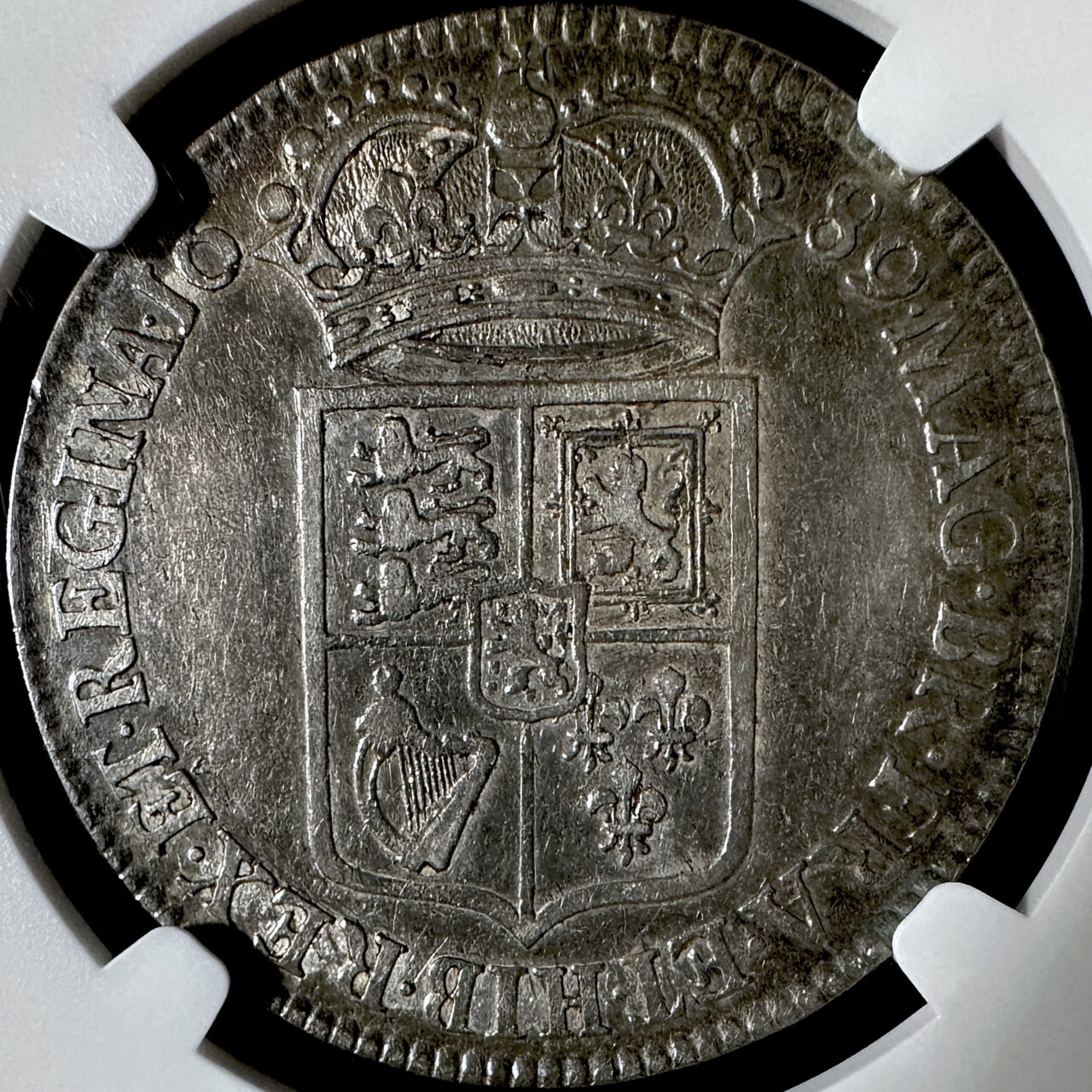 1689年 イギリス 英国 ウィリアム&メアリー ハーフクラウン 銀貨 NGC 