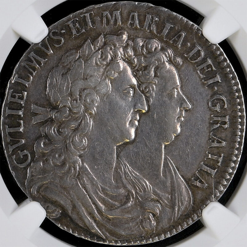 イギリス 1689年 1/2Crown NGC AU50 すさん