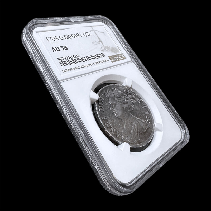 1707年 イギリス アン女王 ハーフクラウン銀貨 アンティークコイン NGC
