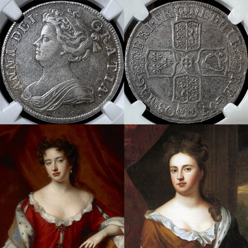☆上位18枚 1708年 アン女王 AU58☆ イギリス イングランド 銀貨