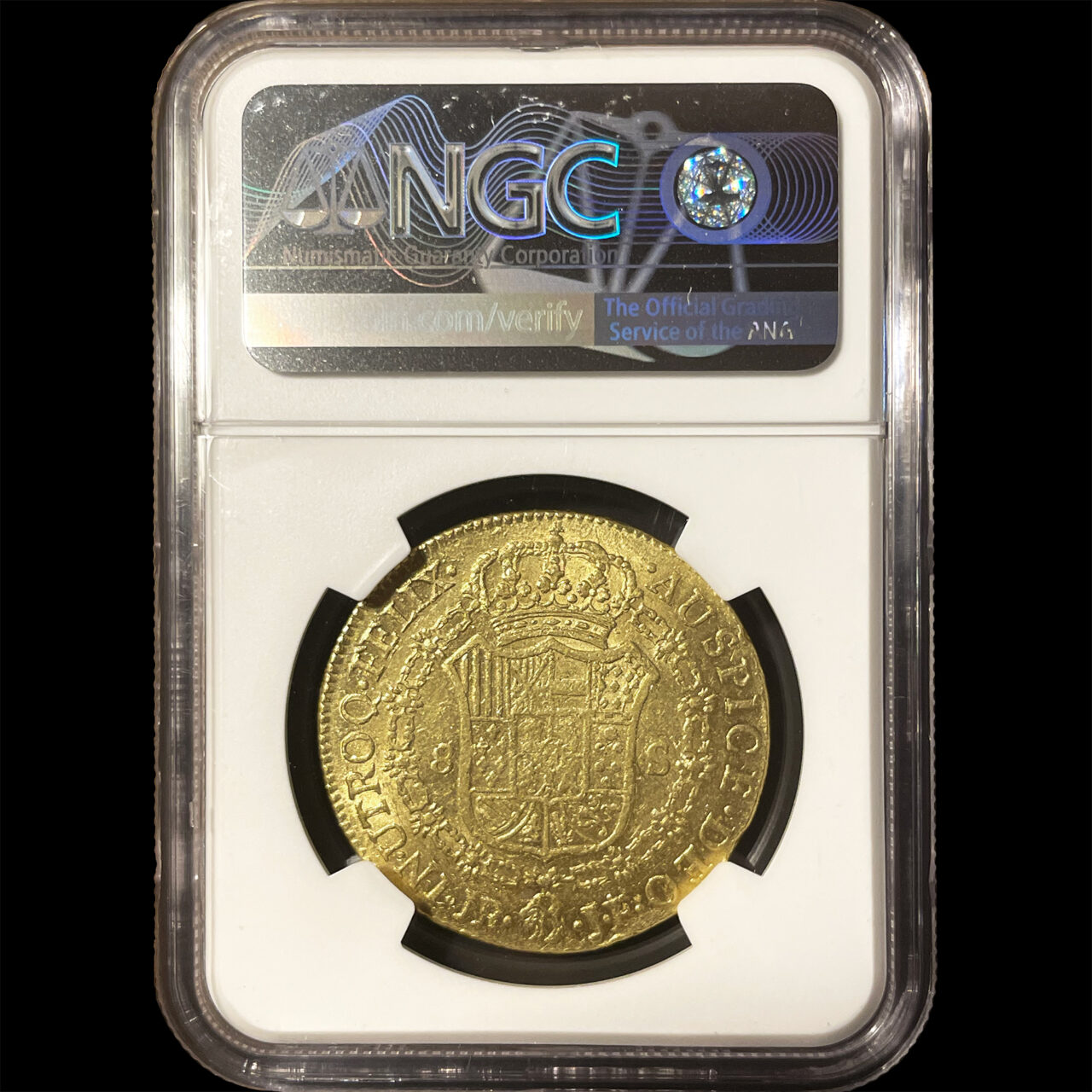 1810年 スペイン領コロンビア フェルナンド7世 8エスクード 金貨 NGC 