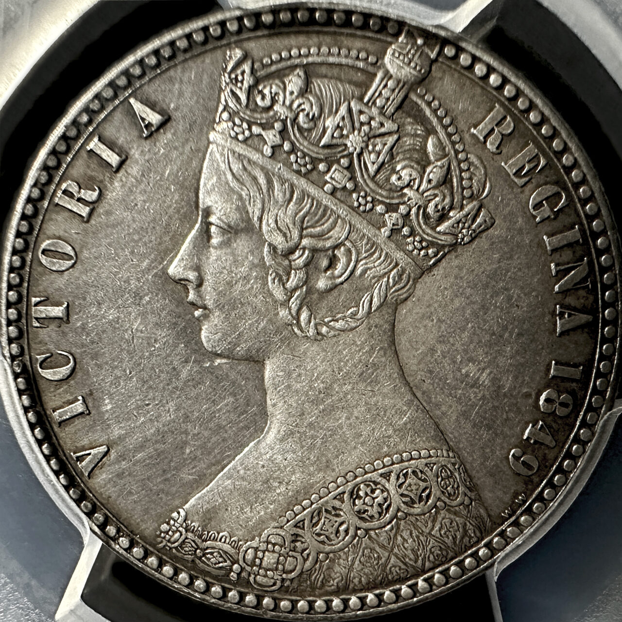 1849 イギリス 銀貨 ゴッドレスフローリン PCGS ワイオン ヴィクトリア国イギリス