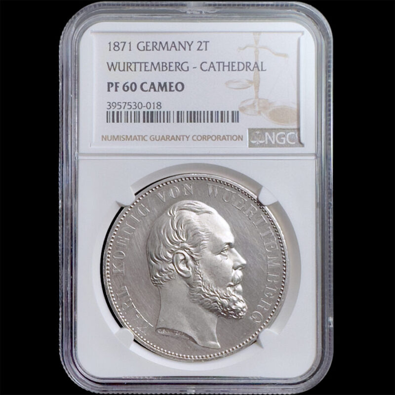 1871年 ドイツ ヴュルテンベルク ウルム大聖堂 カール1世 2ターラー 