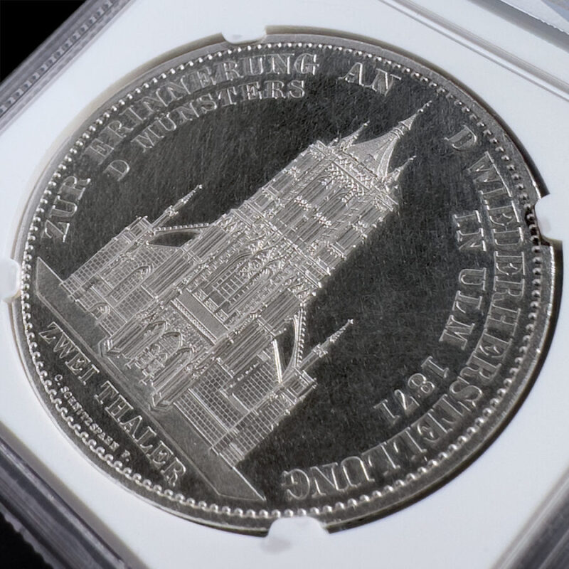 1871年 ドイツ ヴュルテンベルク ウルム大聖堂 カール1世 2ターラー 銀貨 NGC PF60 CAMEO - BeEraCoins  NGC