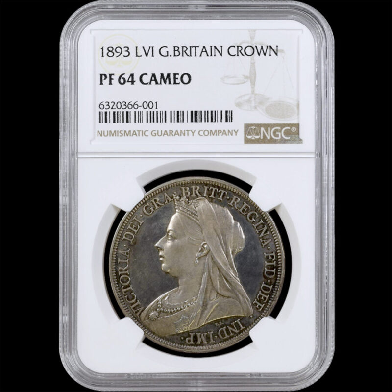 1893年 イギリス 英国 ヴィクトリア女王 ヴェールヘッド クラウン 銀貨  